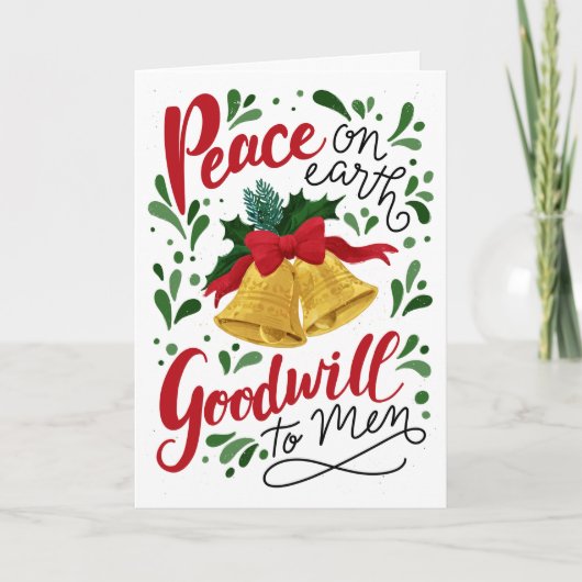 クリスマスの鐘の折りたたみ式グリーティングカード サンキューカード (正面)