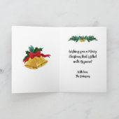 クリスマスの鐘の折りたたみ式グリーティングカード サンキューカード (内部)