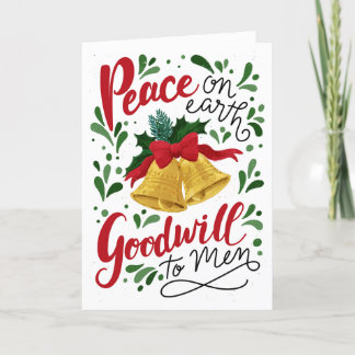 クリスマスの鐘の折りたたみ式グリーティングカード サンキューカード