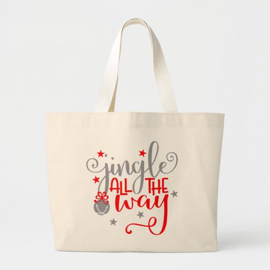 クリスマスの鐘を鳴らし続ける ラージトートバッグ (正面)