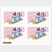 クリスマスの長方形のシール雪だるまスノースポーツ。 長方形シール (シート)