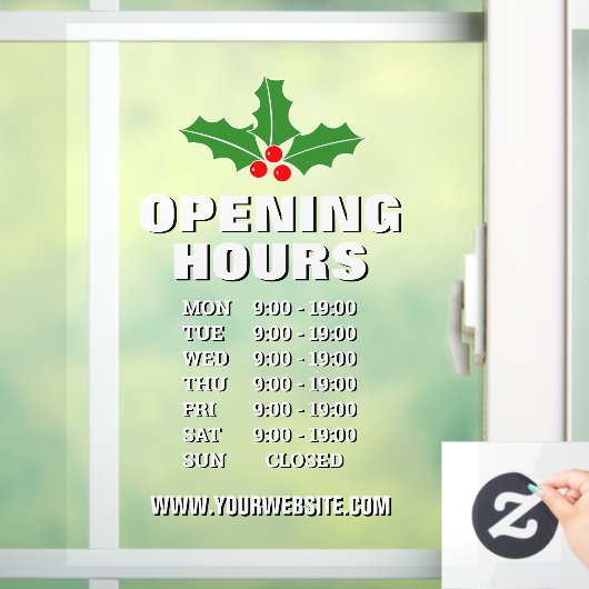 クリスマスの開店時間店の看板窓がしがみつく ウィンドウサイン (ホーム)