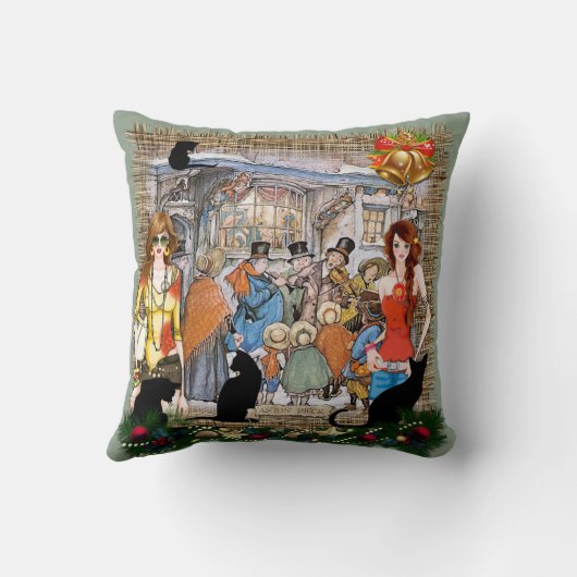 クリスマスの間に古いアムステルダムのミュージシャン クッション (裏面)