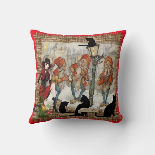 クリスマスの間に古いアムステルダムのミュージシャン クッション (裏面)