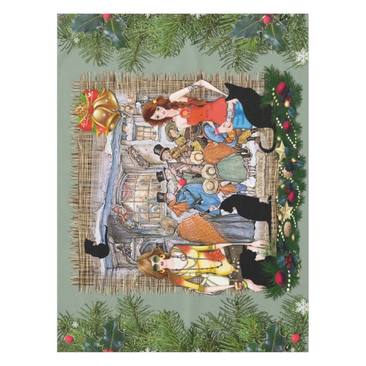 クリスマスの間に古いアムステルダムのミュージシャン テーブルクロス (正面)