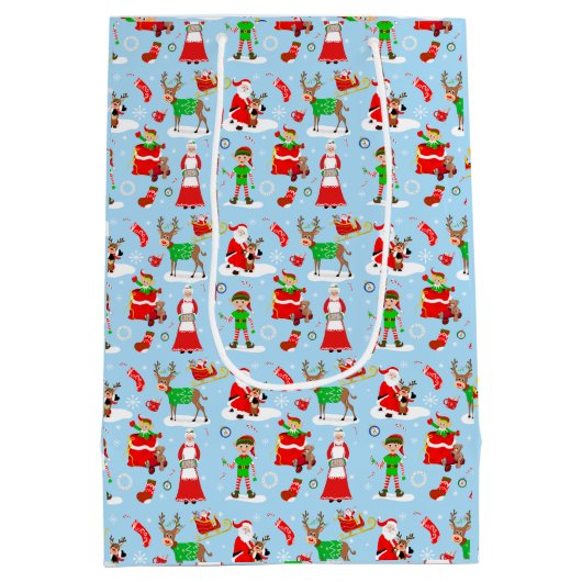 クリスマスの間の北極の日 ミディアムペーパーバッグ (裏面)