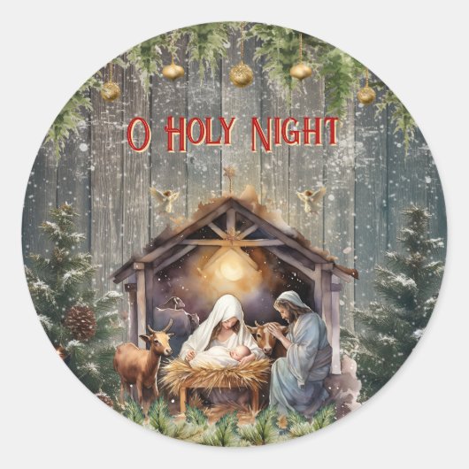 クリスマスの降誕の場面 ラウンドシール (正面)