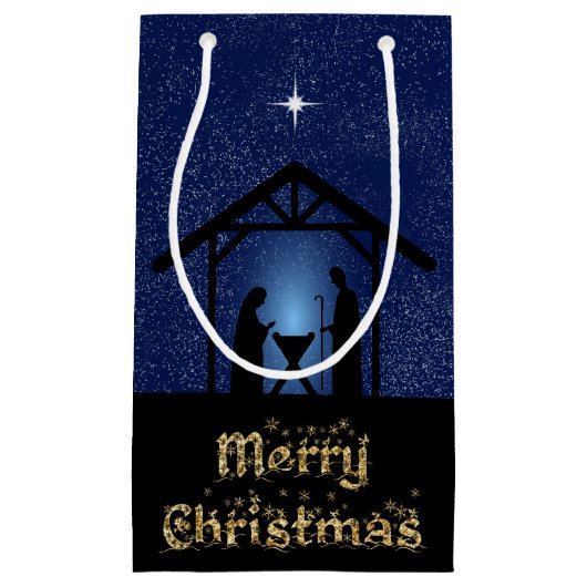 クリスマスの降誕の場面　宗教的 スモールペーパーバッグ (正面)