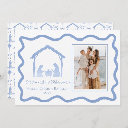 クリスマスの降誕祭の挨拶, 休日の家族写真 シーズンカード (正面/裏面)