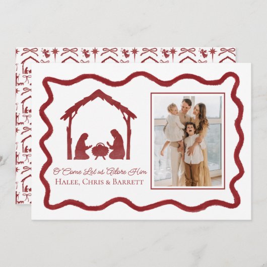 クリスマスの降誕祭の挨拶, 休日の家族写真 シーズンカード (正面/裏面)