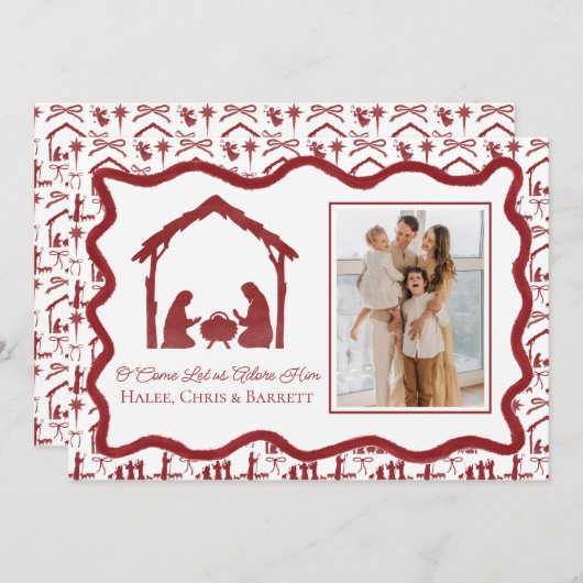 クリスマスの降誕祭の挨拶, 休日の家族写真 シーズンカード (正面/裏面)