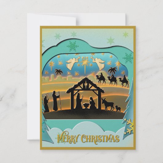 クリスマスの降誕祭 聖なるマリアの元に生まれた赤ちゃんイエス シーズンカード (正面)