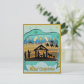 クリスマスの降誕祭 聖なるマリアの元に生まれた赤ちゃんイエス シーズンカード (スタンド正面)