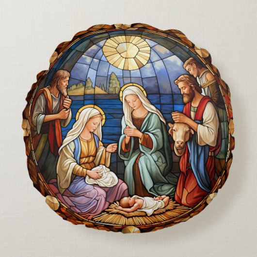 クリスマスの降誕 ラウンドクッション (正面)