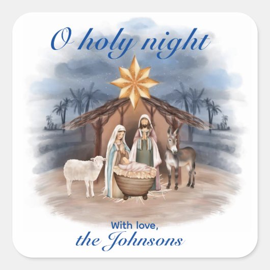 クリスマスの降誕 "O holy night" スクエアシール (正面)