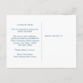 クリスマスの降雪の休日の移動のための新しい家 案内ポストカード (裏面)