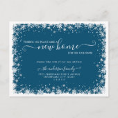 クリスマスの降雪の休日の移動のための新しい家 案内ポストカード (正面)