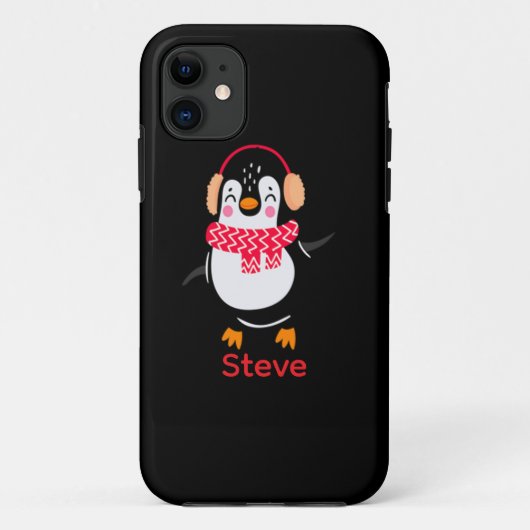 クリスマスの陽気なペンギンのマフラーと耳あて Case-Mate iPhoneケース (裏面)