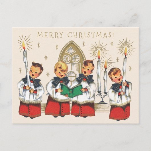 クリスマスの陽気な少年がキャロルを歌うCC1179 ポストカード (正面)