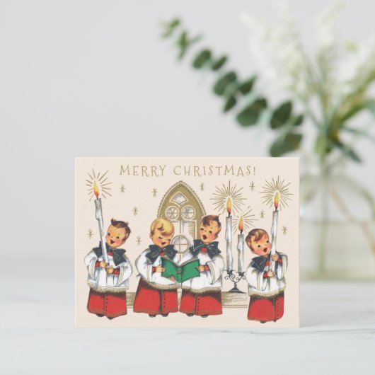 クリスマスの陽気な少年がキャロルを歌うCC1179 ポストカード (スタンド正面)