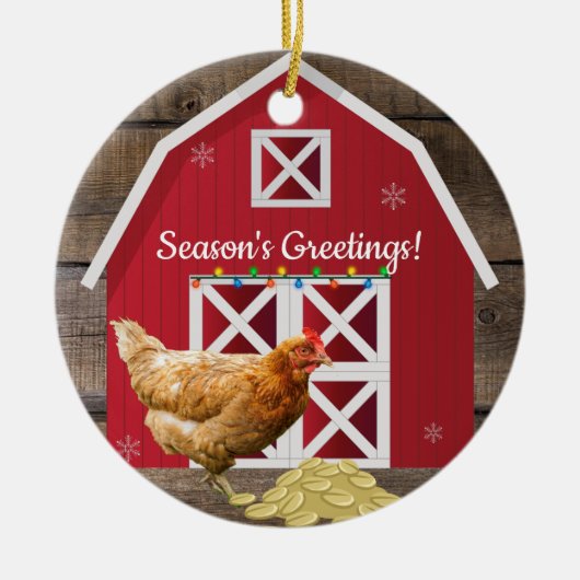 クリスマスの雌鳥農場 セラミックオーナメント (正面)
