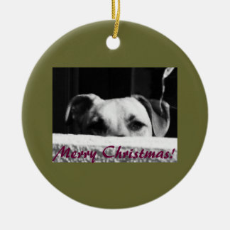 クリスマスの雑種犬 セラミックオーナメント