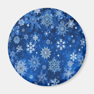 クリスマスの雪が青と銀 マグネット