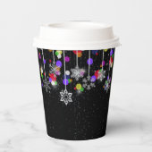 クリスマスの雪が黒 紙コップ (裏面)