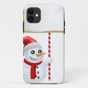 クリスマスの雪だるまおよび印 iPhone 11 ケース