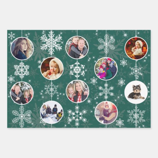 クリスマスの雪だるまお気に入りのき家族の写真10枚 ラッピングペーパーシート (正面3)