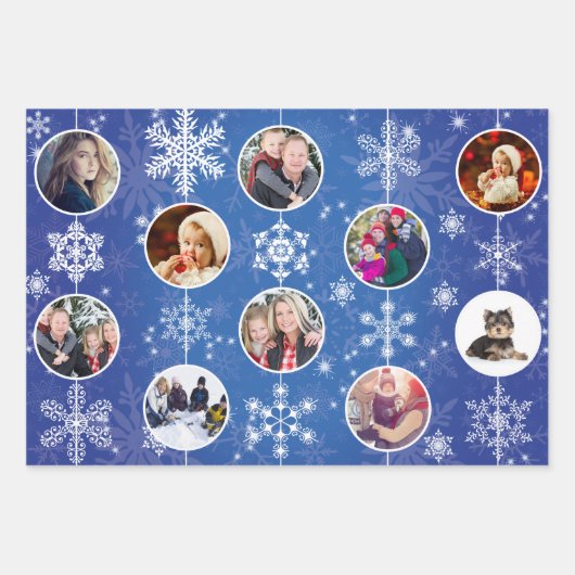 クリスマスの雪だるまお気に入りのき家族の写真10枚 ラッピングペーパーシート (正面2)