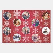 クリスマスの雪だるまお気に入りのき家族の写真10枚 ラッピングペーパーシート (正面)