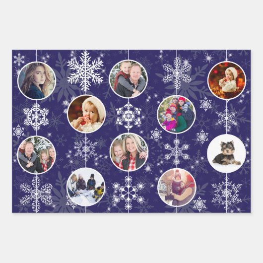クリスマスの雪だるまお気に入りのき家族の写真10枚 ラッピングペーパーシート (正面3)
