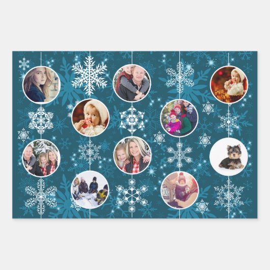 クリスマスの雪だるまお気に入りのき家族の写真10枚 ラッピングペーパーシート (正面2)
