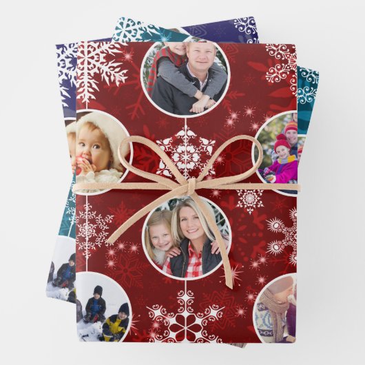 クリスマスの雪だるまお気に入りのき家族の写真10枚 ラッピングペーパーシート (インサイチュ)