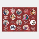 クリスマスの雪だるまお気に入りのき家族の写真10枚 ラッピングペーパーシート (正面)