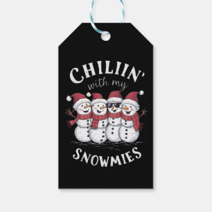 クリスマスの雪だるまがスノーミーとくつろいでいるよ ギフト ギフトタグ