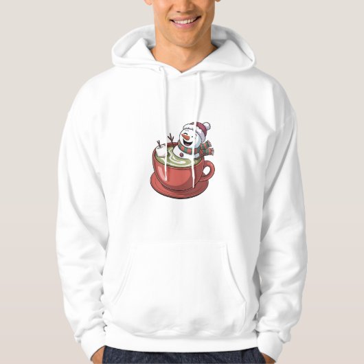 クリスマスの雪だるまが抹茶ドリンクとバスボム パーカ (正面)
