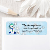 クリスマスの雪だるまが雪だるま式の背景 ラベル (インサイチュ)