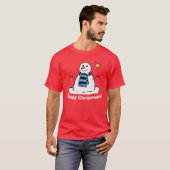 クリスマスの雪だるまとハッピー・クリスマス Tシャツ (正面フル)
