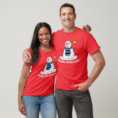 クリスマスの雪だるまとハッピー・クリスマス Tシャツ (ユニセックス)