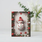 ❄️ クリスマスの雪だるまとモミの木の輝き 🎄 冬 ポストカード (スタンド正面)