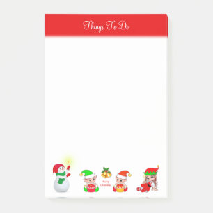 クリスマスの雪だるまと妖精のアクティビティー ポストイット