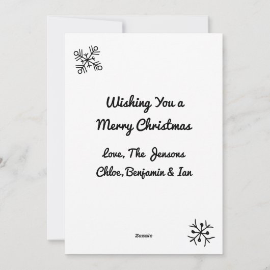 クリスマスの雪だるまと木 | 色を塗ろう シーズンカード (裏面)