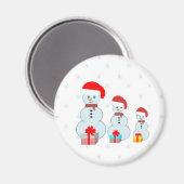 クリスマスの雪だるまと雪の結晶 マグネット (正面/裏面)