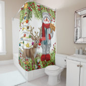 クリスマスの雪だるまのお祝いの浴室の装飾 シャワーカーテン (インサイチュ)