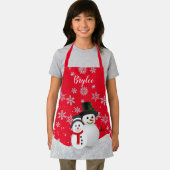 クリスマスの雪だるまのかわいい子供用エプロン 名前入り エプロン (インサイチュ)