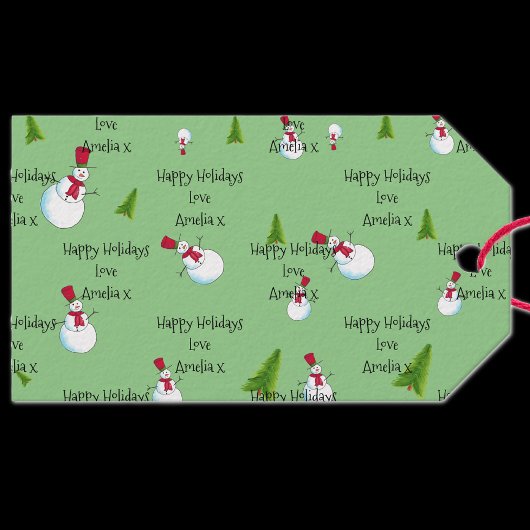 クリスマスの雪だるまのオーダーメイドギフトタグ ギフトタグ
