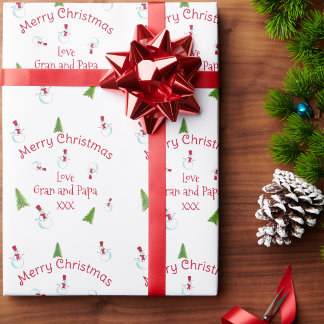 クリスマスの雪だるまのオーダーメイド包装紙 ラッピングペーパー