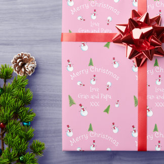 クリスマスの雪だるまのオーダーメイド包装紙 ラッピングペーパー